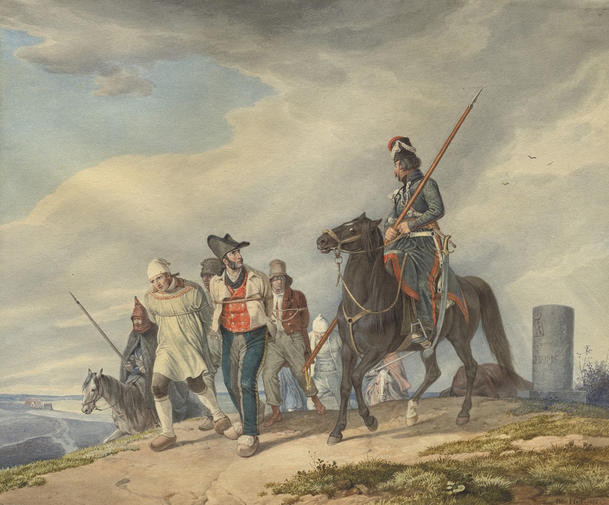 Three Armed Riders Escorting Prisoners Near Reims 1825