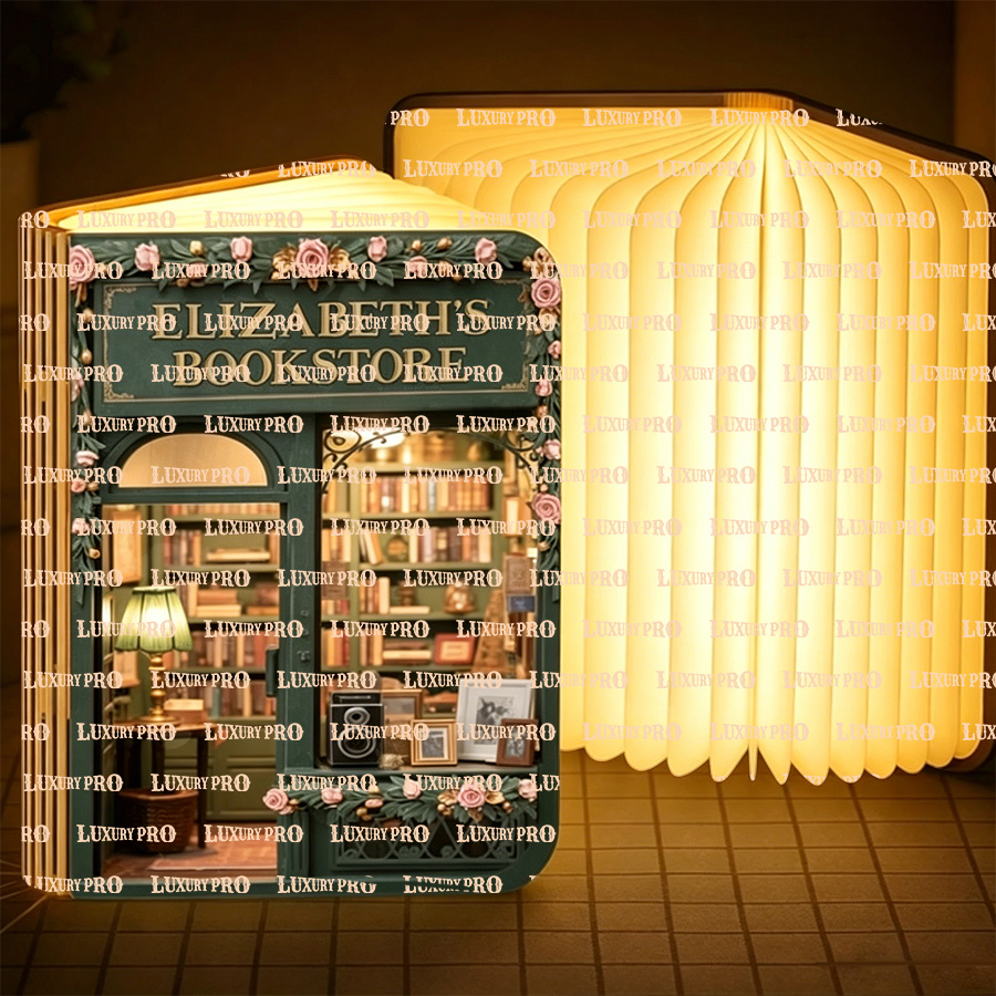 LED wooden book lamp