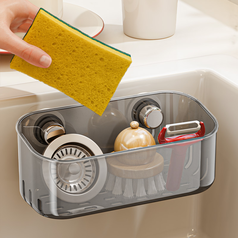 Suction Cup Sink Shelf, Transparent, Multi-Tier
