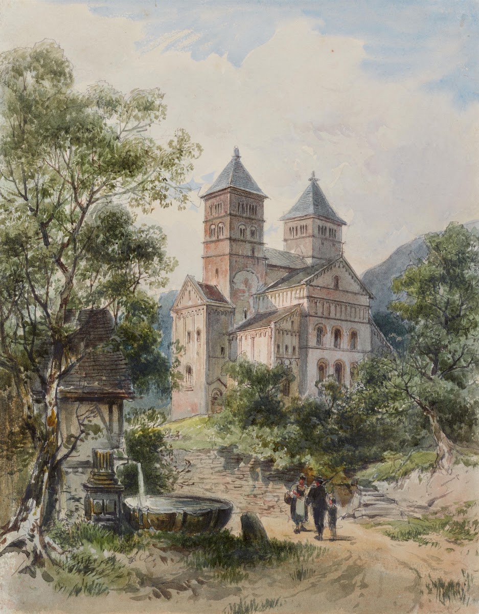 Blick auf die Abtei Murbach im Elsass