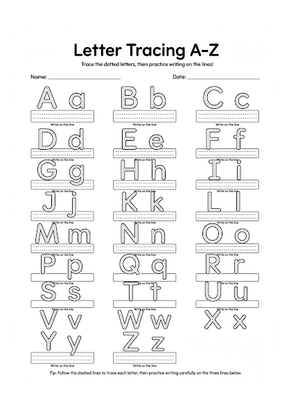 Letter Tracing A-Z Worksheet