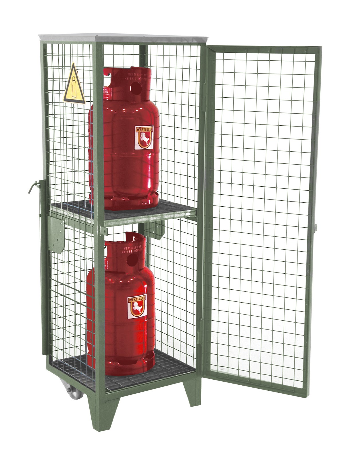 Gasflessen-depot GFD-R 2, gelakt, Muisgrijs