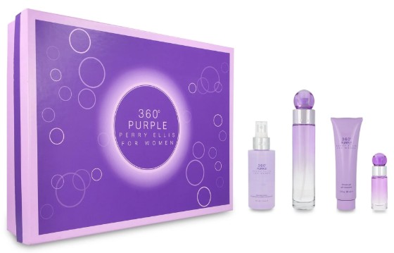 ESTUCHE PERRY ELLIS 360 PURPLE MUJER 4PZS 100ML EDP + 7.5ML EDP + CREMA + DESODORANTE
