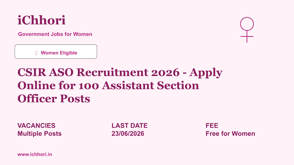 CSIR ASO Recruitment 2026 - Apply Online for 100 Assistant Section Officer Posts - iChhori