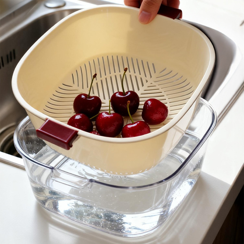 Double-layer Vegetable Colander made from PET Plastic