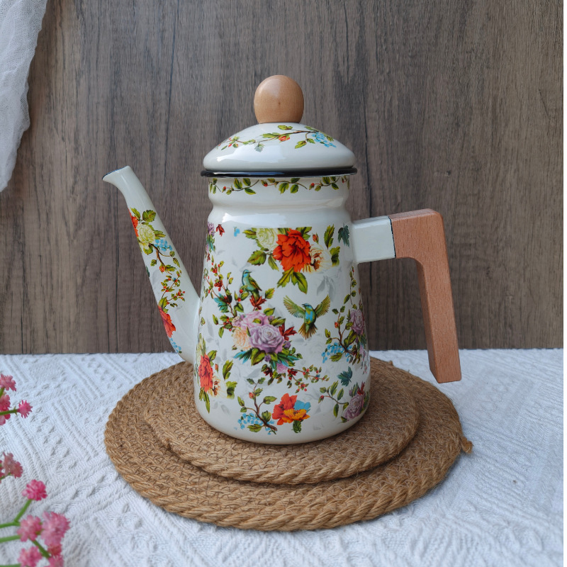 Enamel Coffee Pot with Swan Neck, 1.2–1.5 L