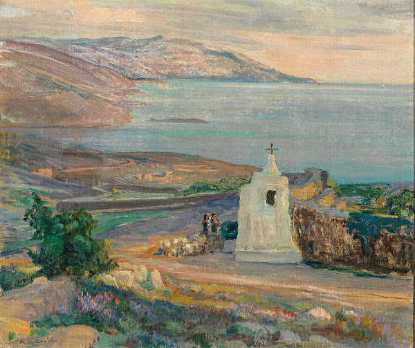 An Evening Coastal Landscape with Chapel