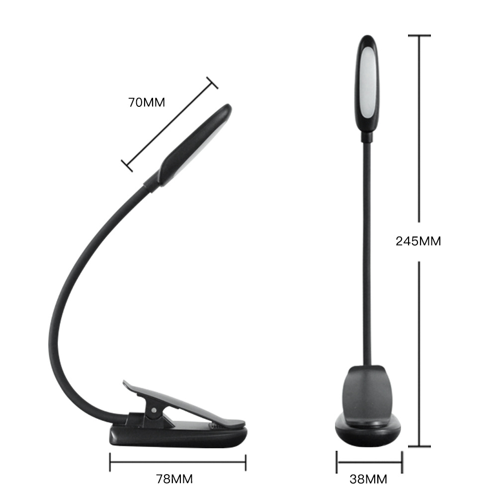 Mini-LED-Klemmlampe für Bücher, USB-aufladbar