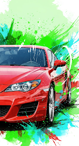 Vibrant Abstract Watercolor Splash Illustration of a Dynamic Red Sports Car
