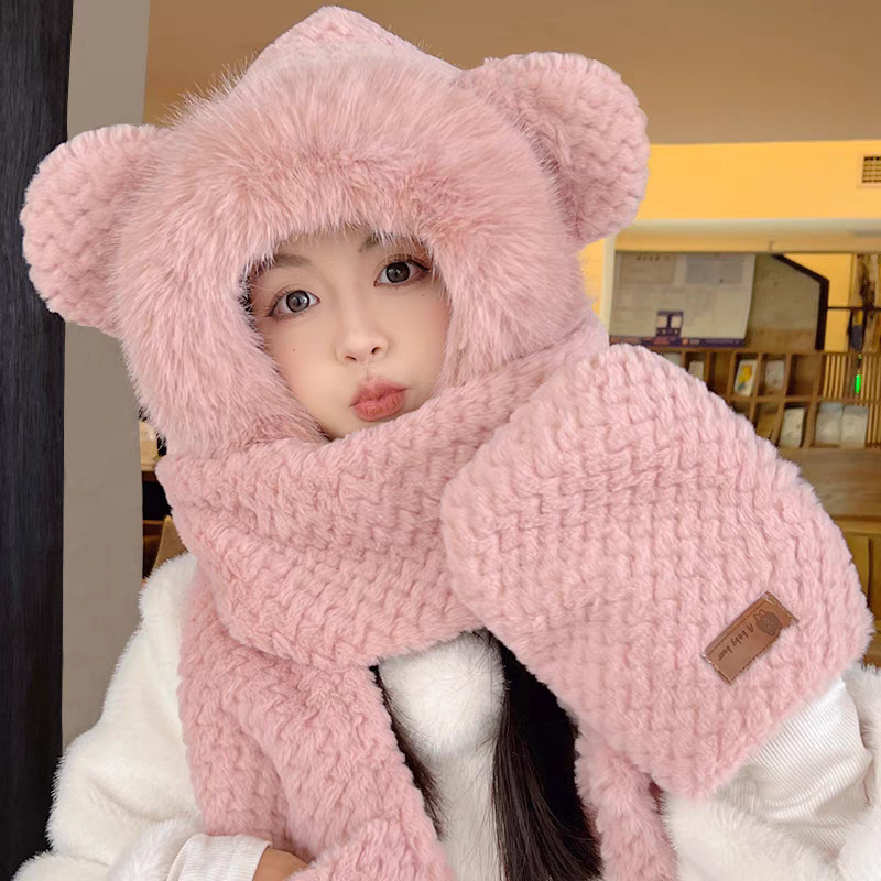 Winter set: Hat, scarf, and ear protection, lined