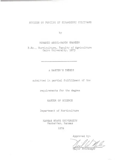studies on forcing of strawberry cultivars 1979