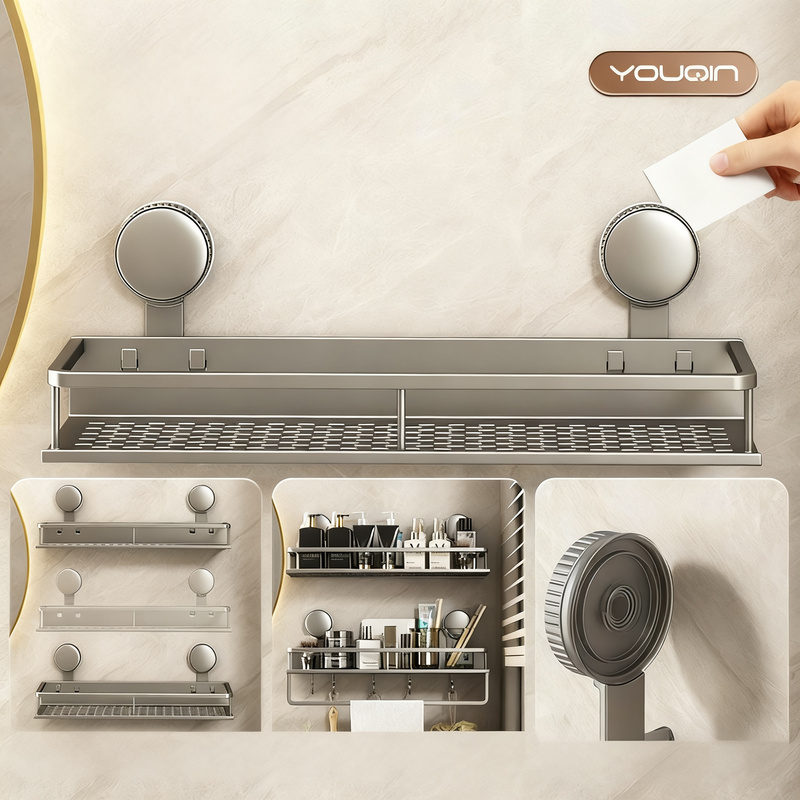 Suction Cup Wall Shelf Bathroom, Space Aluminum