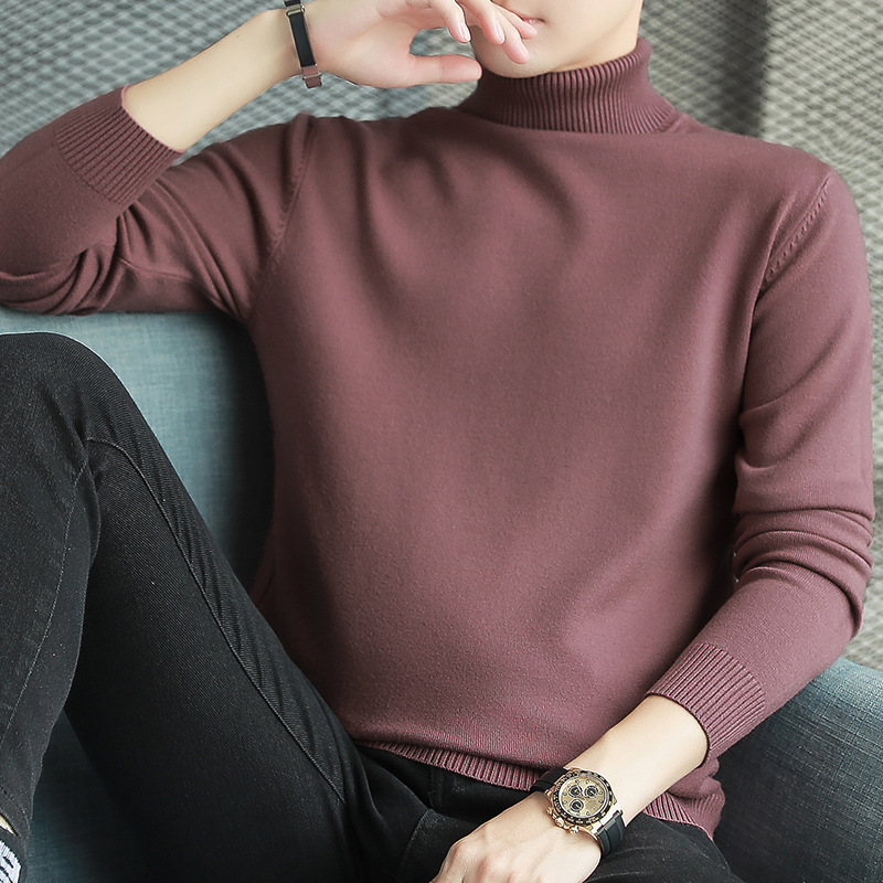 Men's knit sweater with stand-up collar