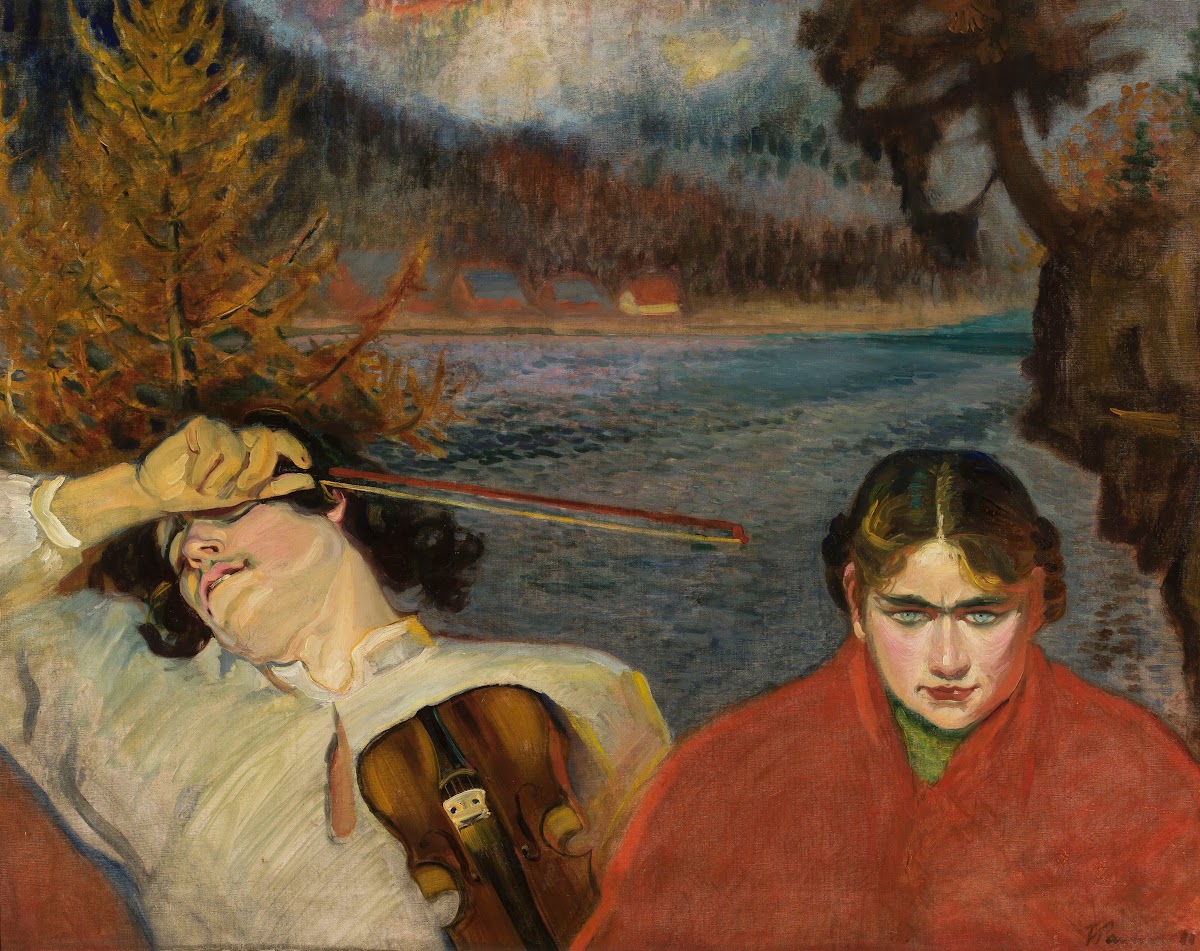 Fiddler  Symbolic scene against landscape 1911