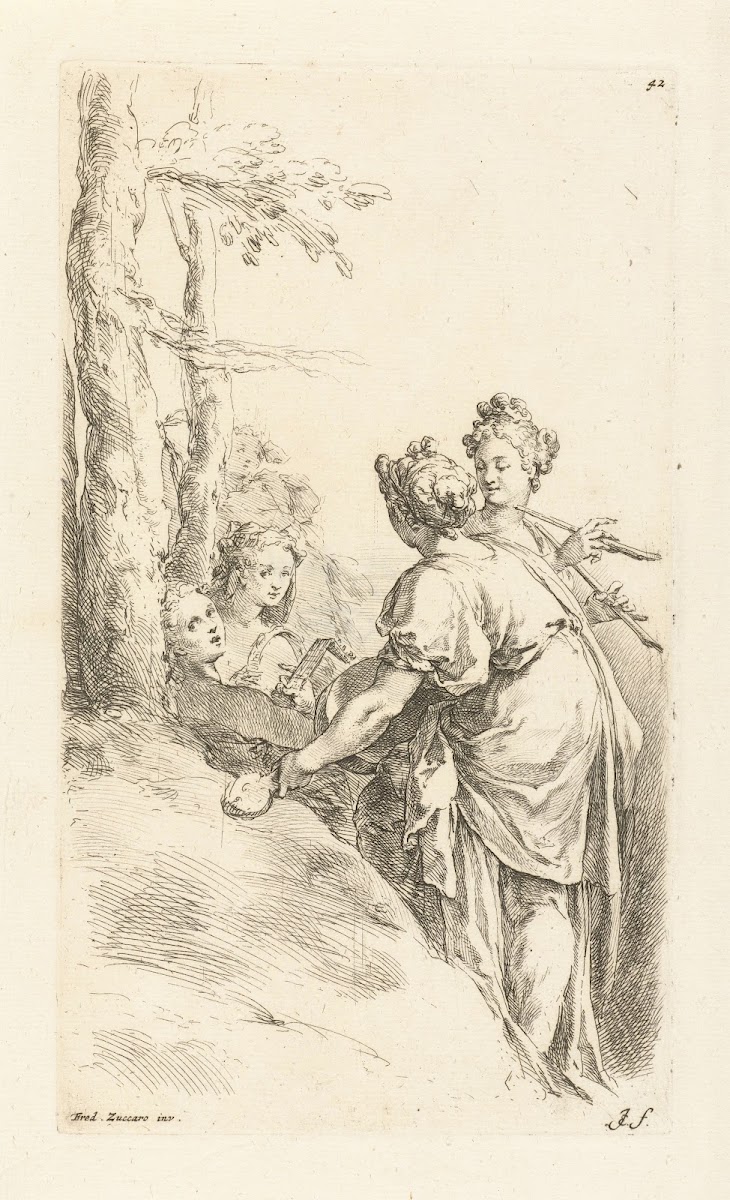 Girls playing music in a landscape 1666 1671