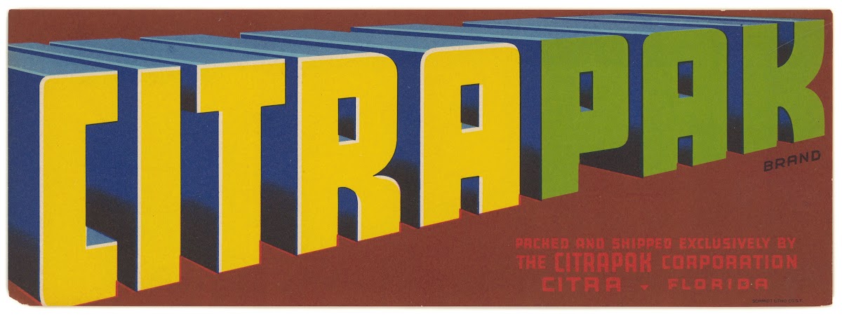 Citrapack Brand Citrus Label 1930 1950