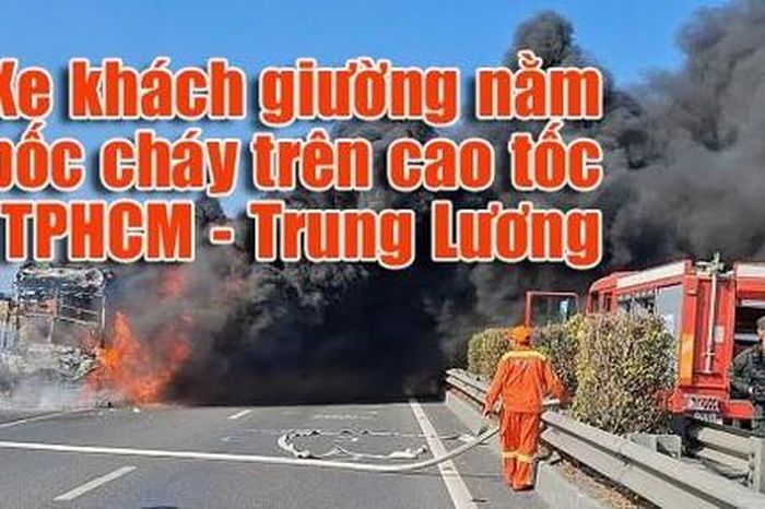 Clip xe khách giường nằm cháy ngùn ngụt trên cao tốc TPHCM - Trung Lương vào sáng 1/5 - Công An TP.HCM