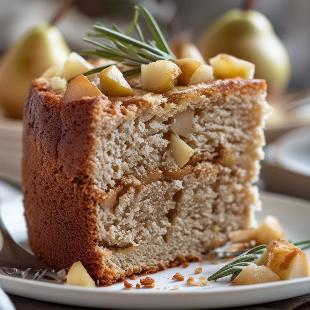 Final Brown Butter Pear & Rosemary Almond Cake