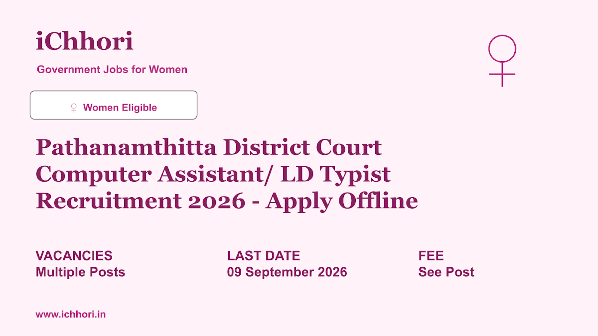 Pathanamthitta District Court Computer Assistant/ LD Typist Recruitment 2026 - Apply Offline - iChhori