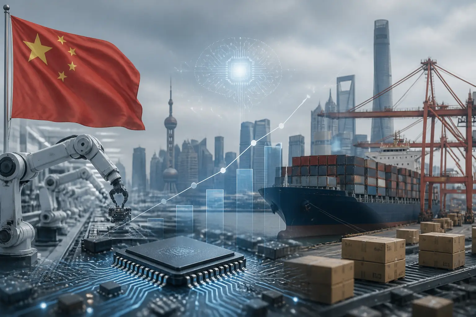 Editorial image for China's economy grows faster than forecast after AI boom boosted exports