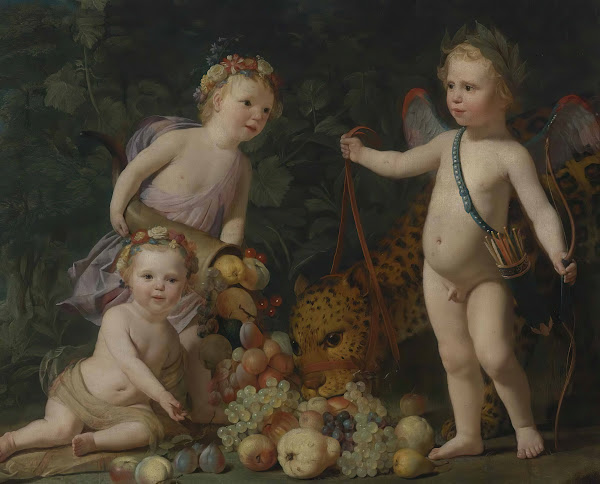 Three Children With Fruit And a Jaguar 1649