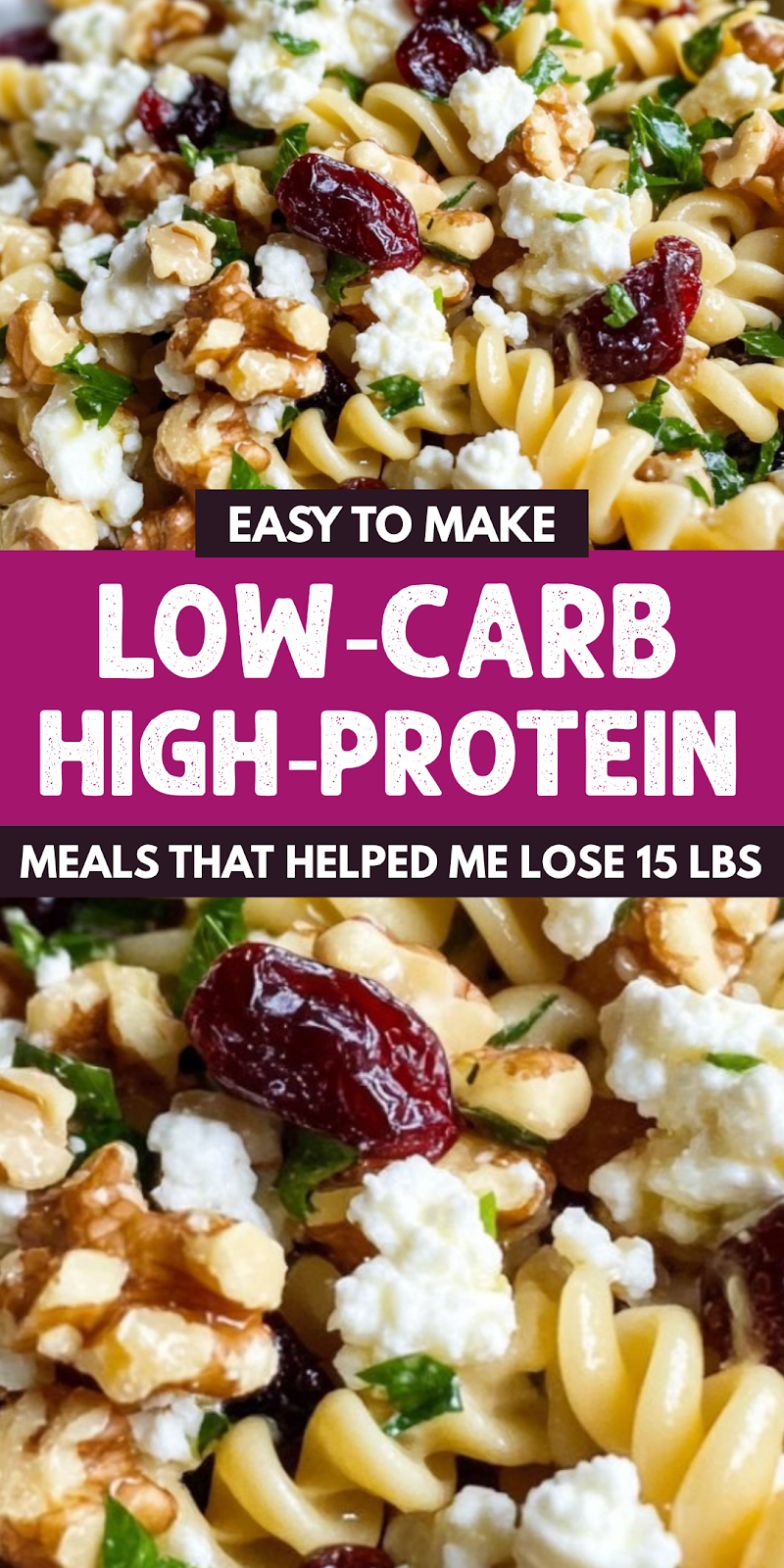 Feta & Cranberry Fusilli Salad with Lemon Vinaigrette