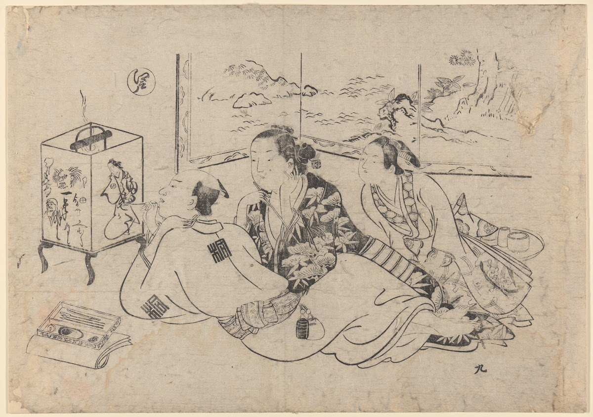 Artist Painting Brazier Cover two women watching 18th century