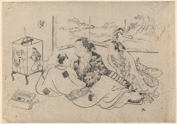 Artist Painting Brazier Cover two women watching 18th century