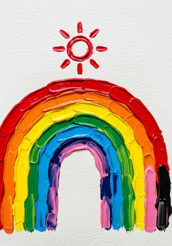 Rainbow Brush Strokes Sun Texture