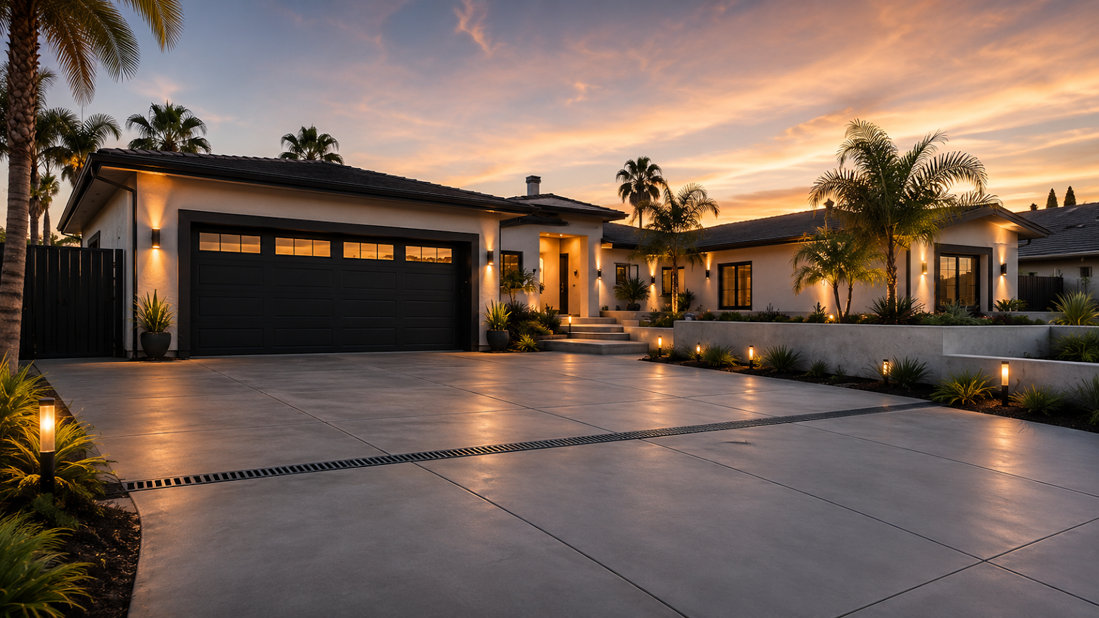LAL Services completed driveway at dusk
