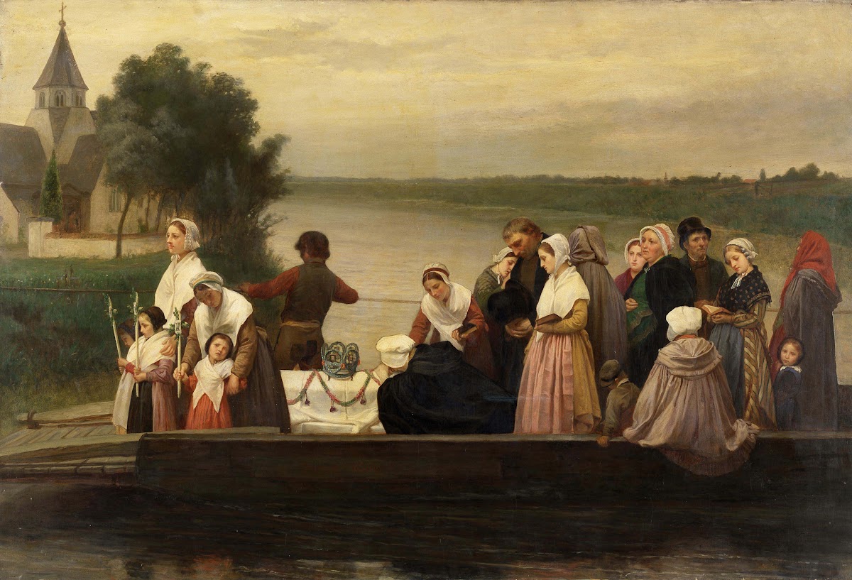 A Funeral Procession Crossing the River Lys at Afsnee 1875