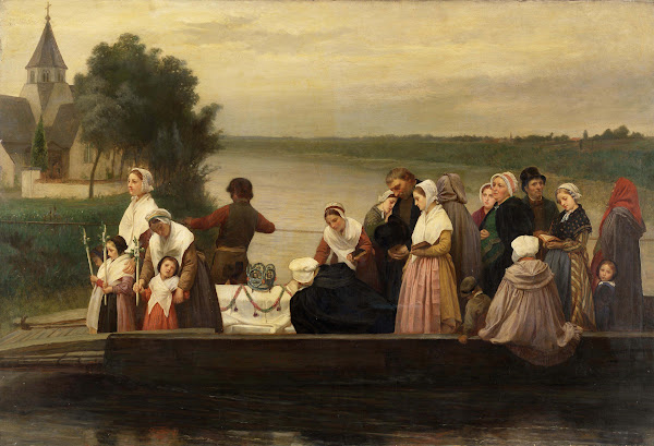 A Funeral Procession Crossing the River Lys at Afsnee 1875