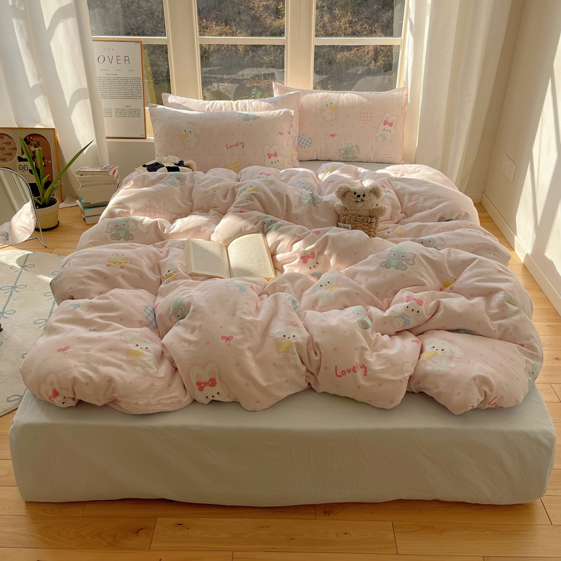 Cotton bedding set with muslin, 4-piece
