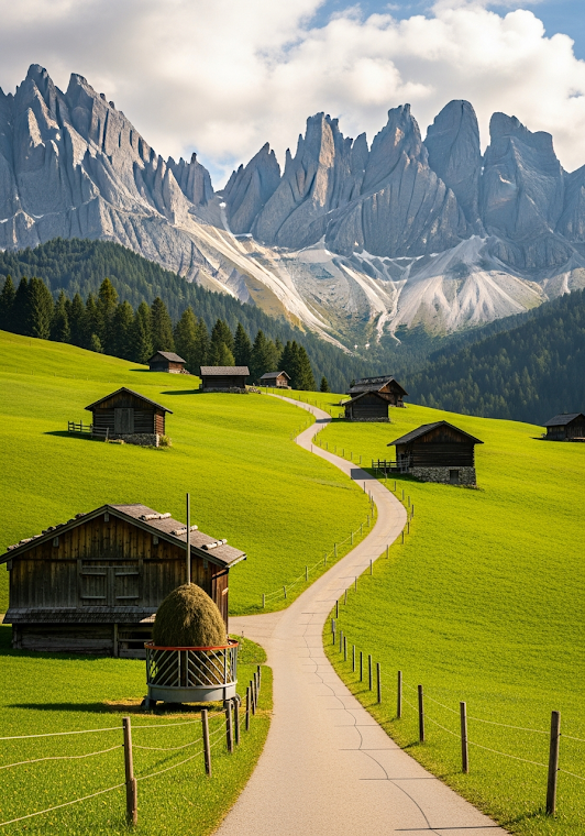 Dolomites Meadow Path and Traditional Huts