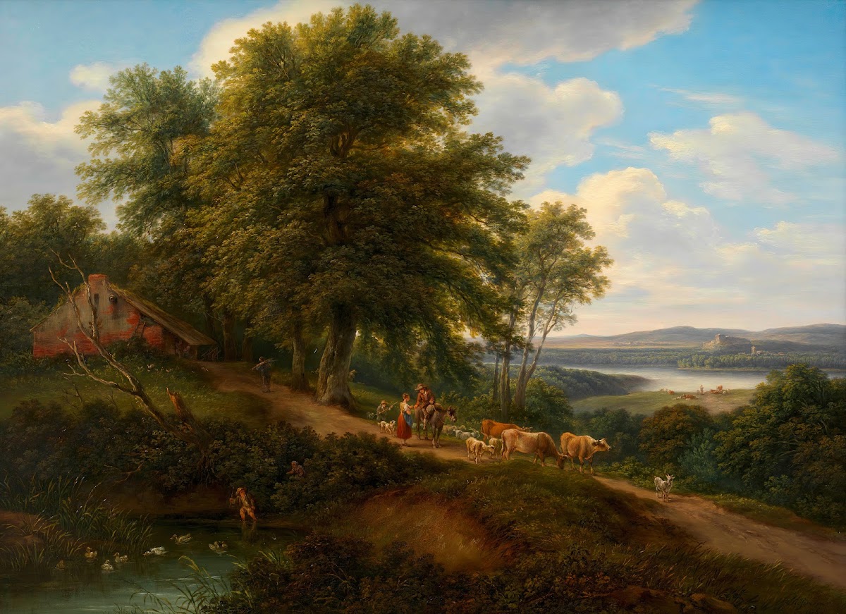 Flußlandschaft mit Viehherde 1826
