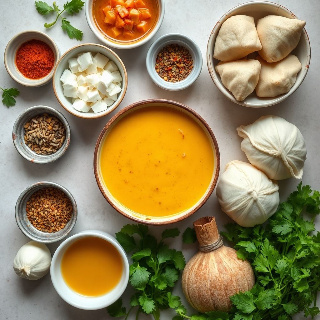 Ingredients for Easy Coconut Curry Soup with Vegan Dumplings | 30-Minute Comfort Bowl