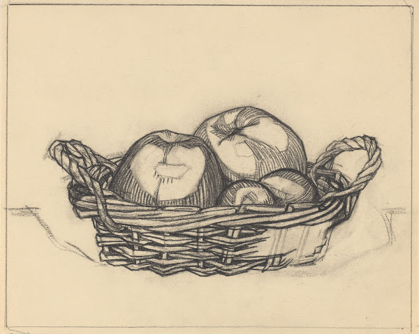 Basket with apples 20th century