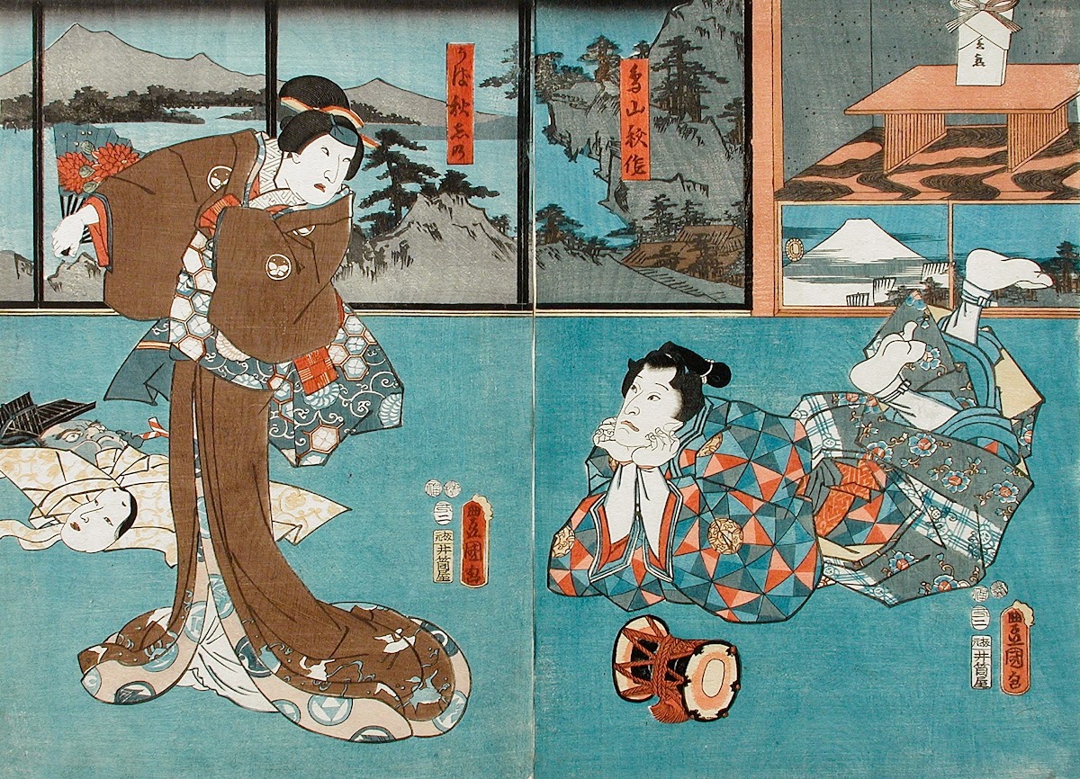 Actors in the Roles of Toriyama Shūsaku and Uba Akishino 1853