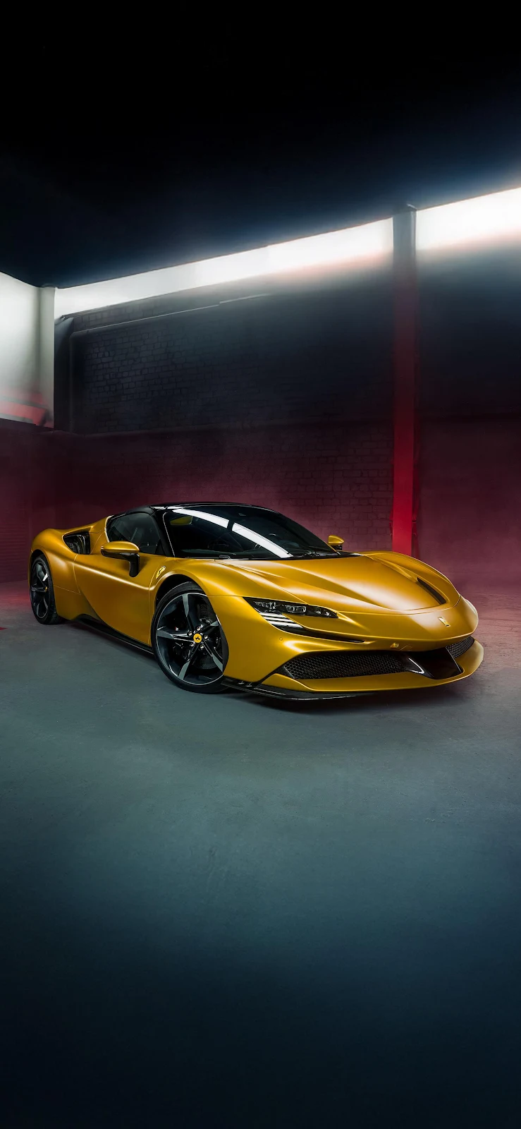 Yellow Ferrari SF90 Stradale - Automotive Photography 2K iPhone Wallpaper (1772x3839)
