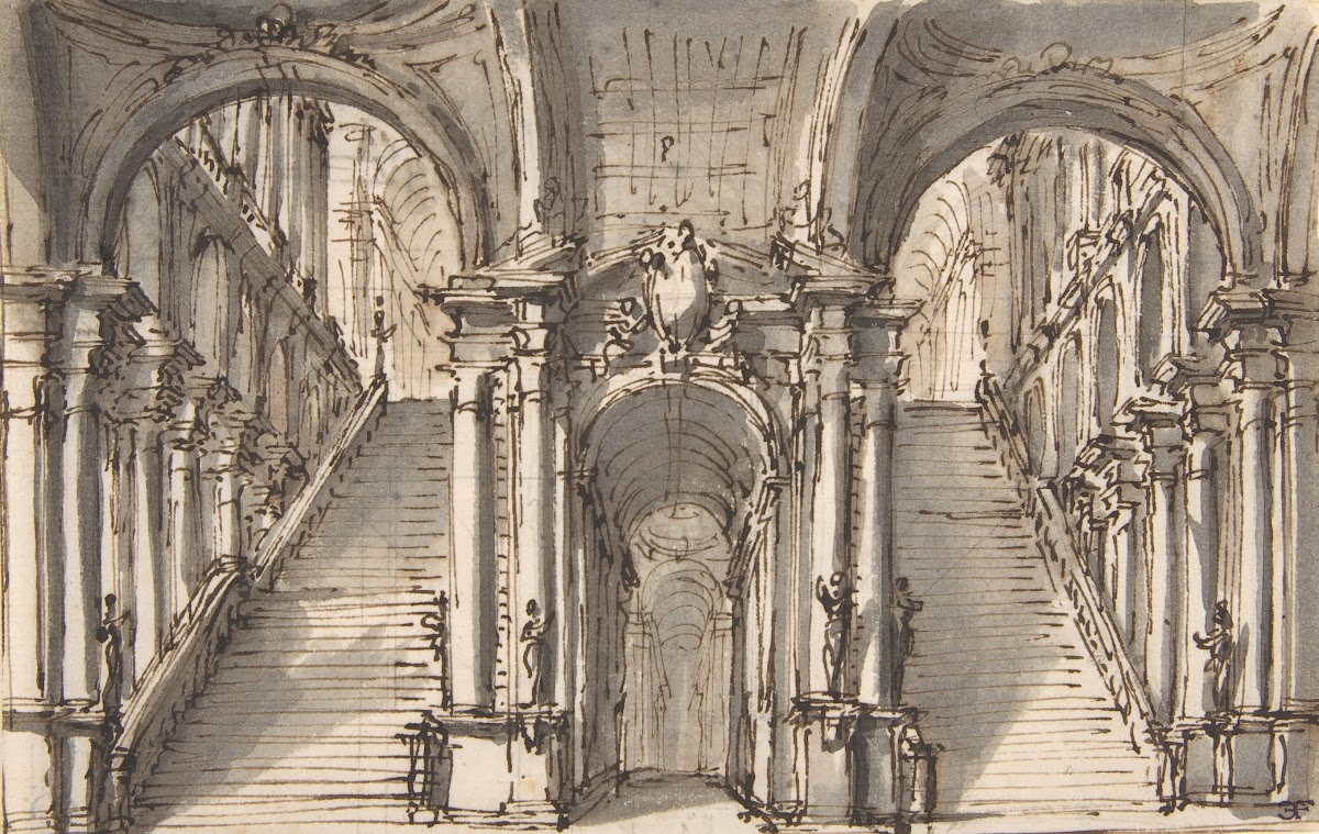 Design for a Stage Set Double Stairway Pierced by an Arcade 16981765