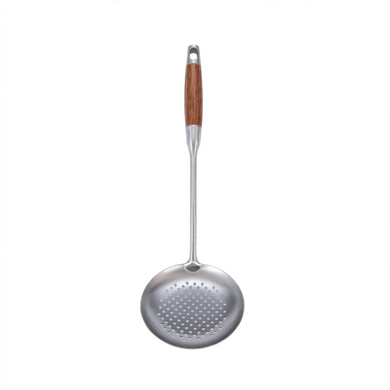 Stainless steel kitchen cutlery set with wooden handles