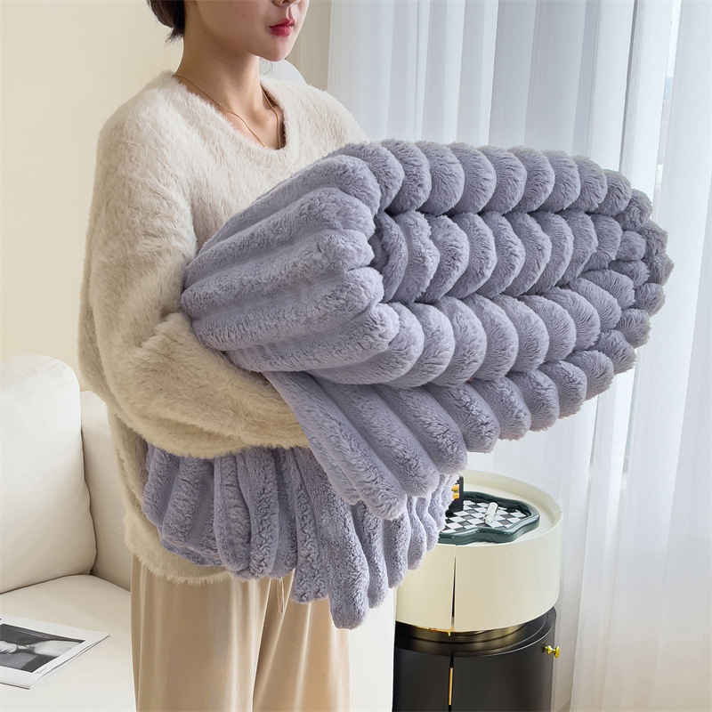 Rabbit fleece wool blanket, polyester, Nordic