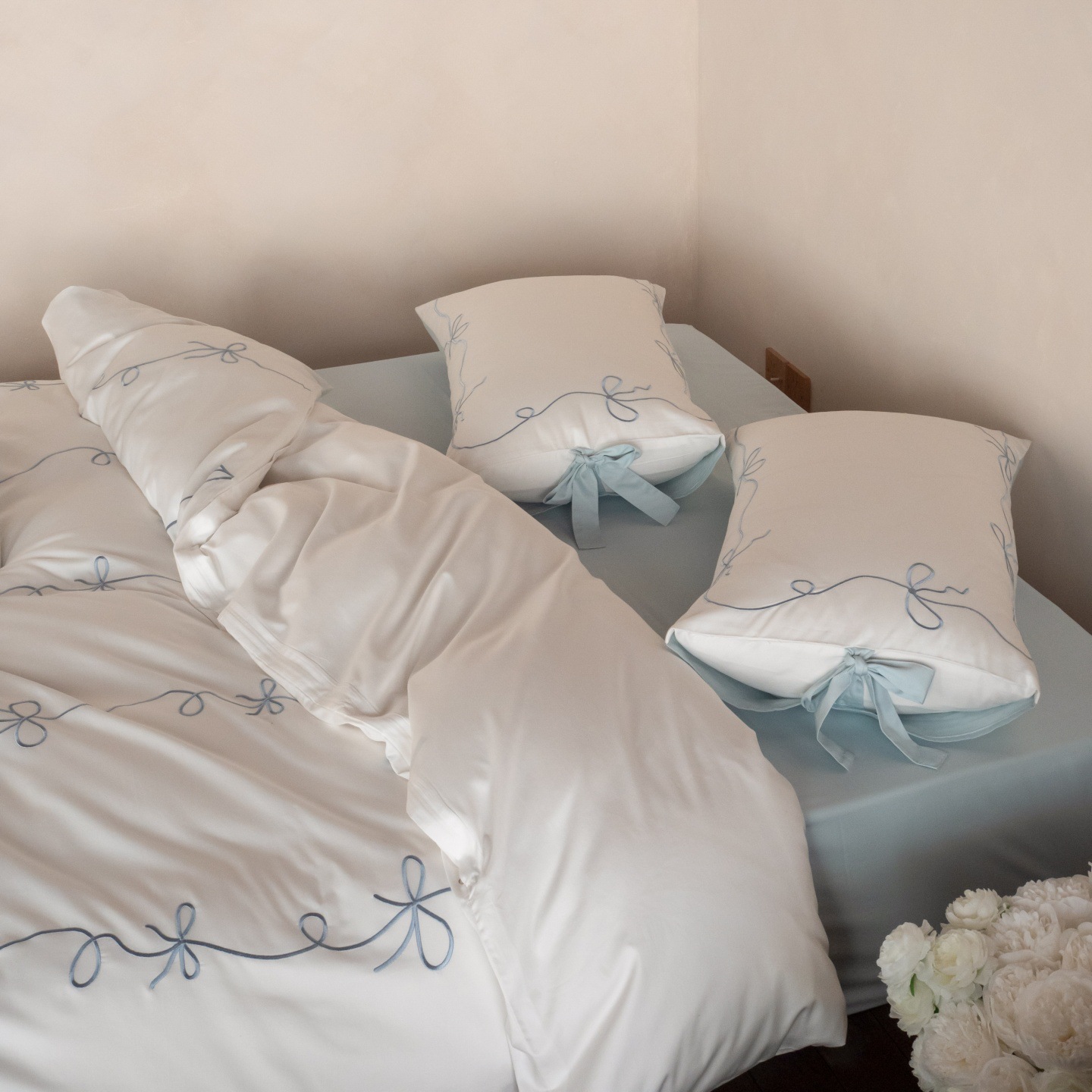 Luxuriöses Baumwoll-Satin Bettwäsche-Set, 100er Langstapelbaumwolle