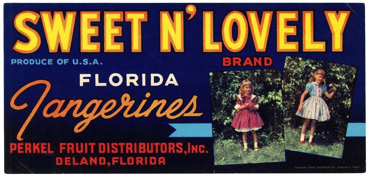 Sweet N Lovely Brand Florida Tangerines Label 1930 1950
