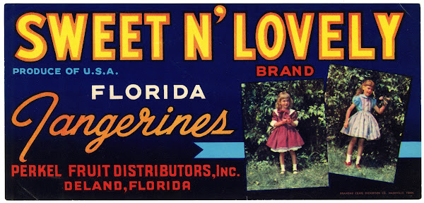Sweet N Lovely Brand Florida Tangerines Label 1930 1950