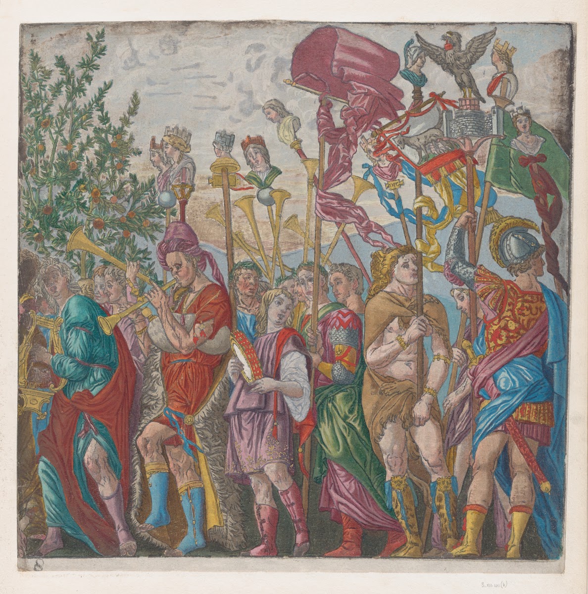 Procession Of Musicians And Others Holding Standards 1599