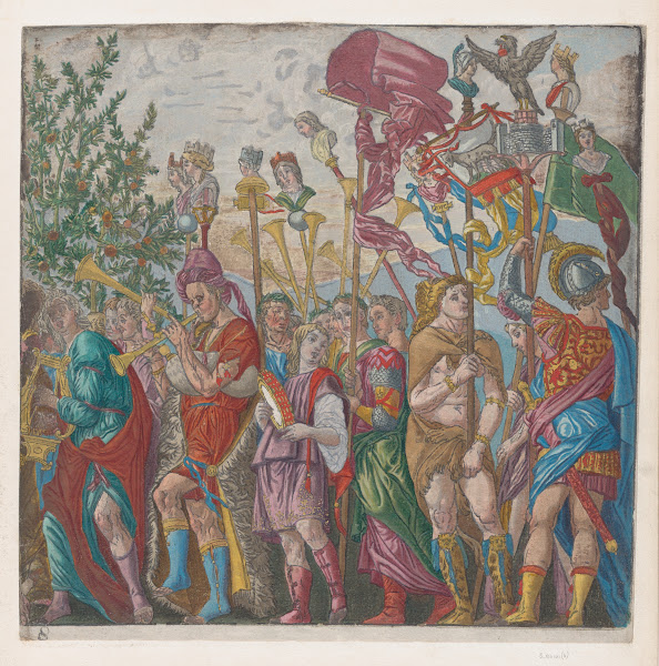 Procession Of Musicians And Others Holding Standards 1599