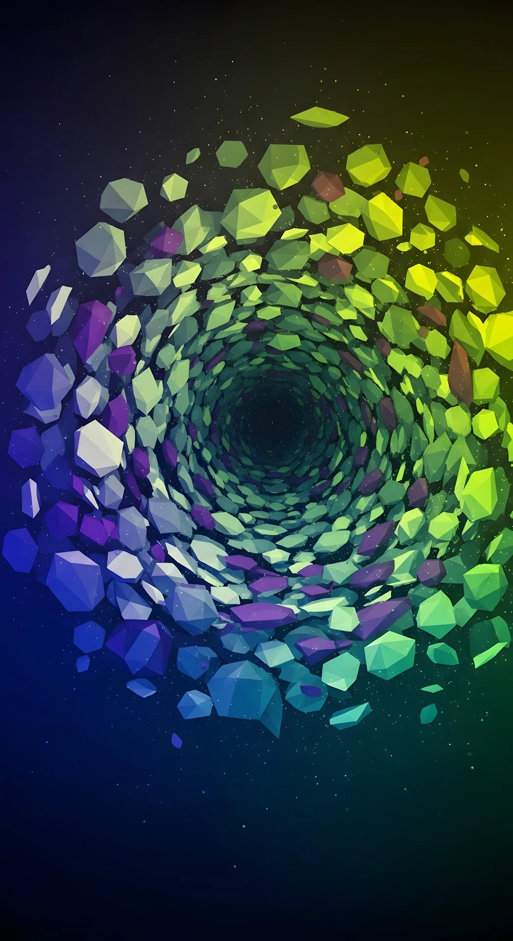 Deep Space Vortex of Low Poly Cyan and Magenta Stones - Free 4K mobile Wallpaper
