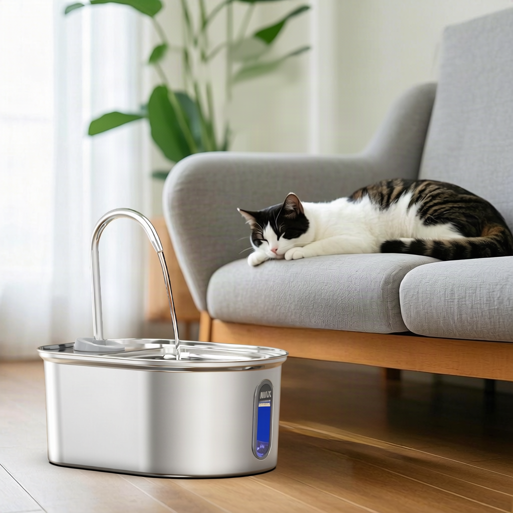 Edelstahl-Katzenbrunnen, 2,8 L, USB, mit Filtration