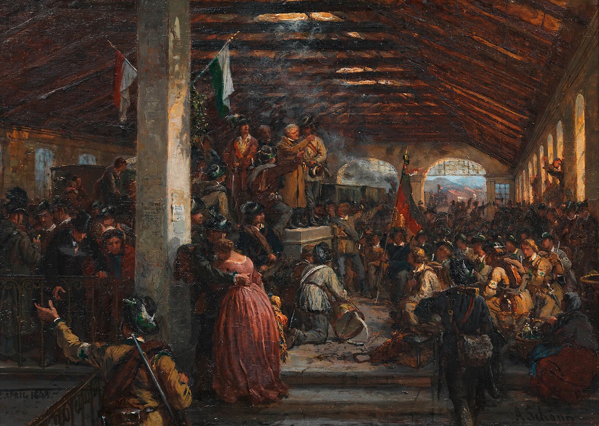 Abschied der Freiwilligen von 1848 am alten Südbahnhof 1848